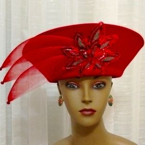 Red Seguin Women's Hat By Arlin Christmas Red Hat Society Club